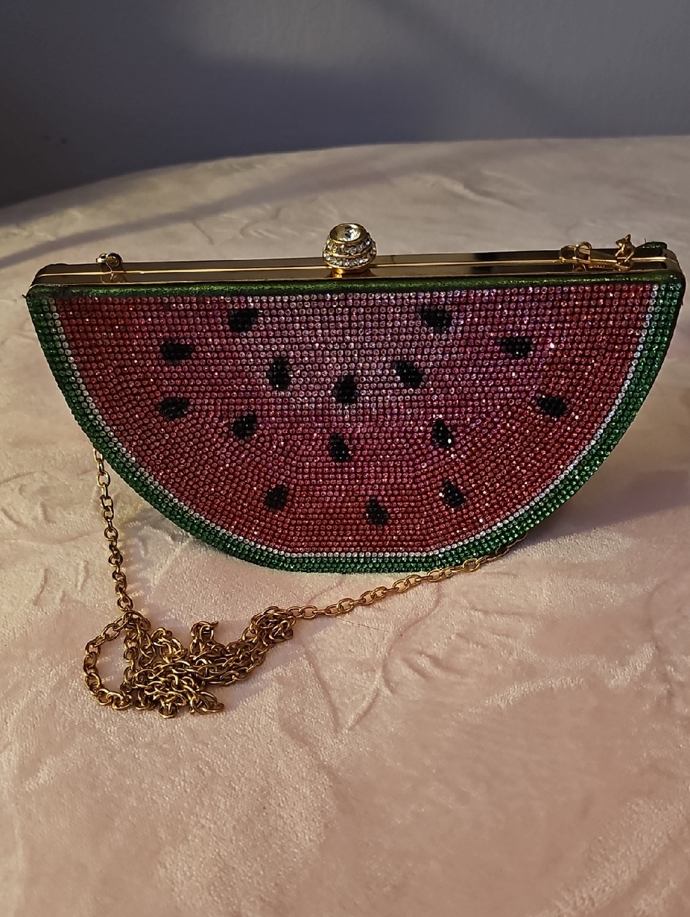 Watermelon Crystal Clutch Bag - Pink/Green - Picture 2 of 14